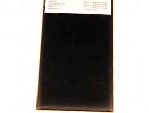 Svetsad tunn kudde/pude med glasklar istoppsficka. Material: 0,30mm mjuk svart PVC, 0,18 glasklar PVC, isvetsat skum.