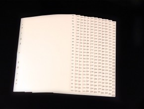 Vitt A4 pärmregister i PP med svart pagineringstryck med 300 flikar.
