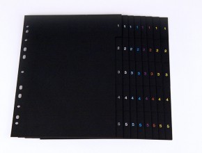 A4 pärmregister i svart papper Colorit 190g.
